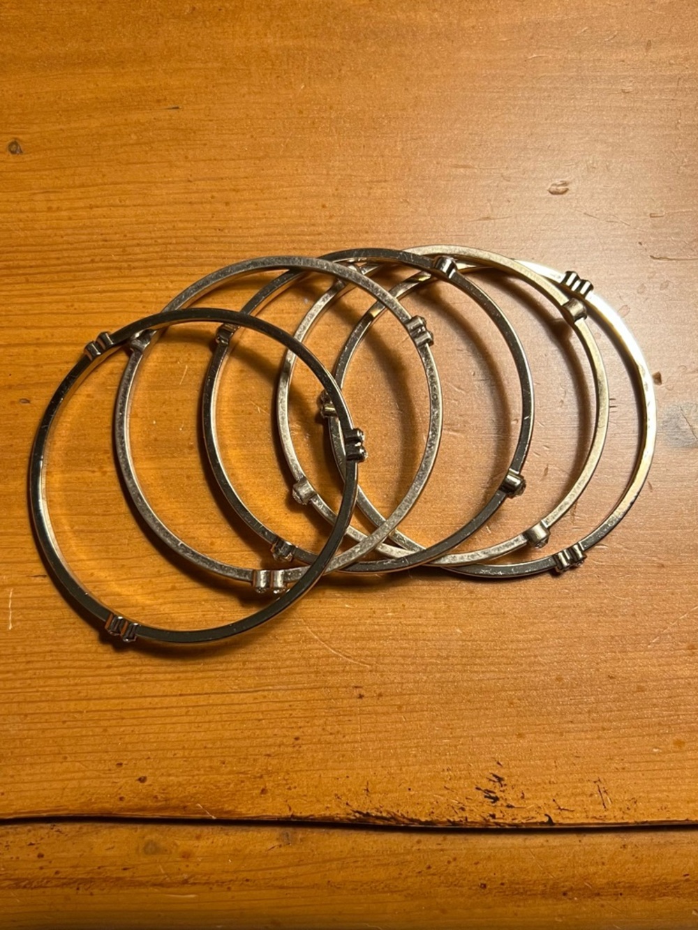 Set of Gold Tone Metal Bangle Bracelets